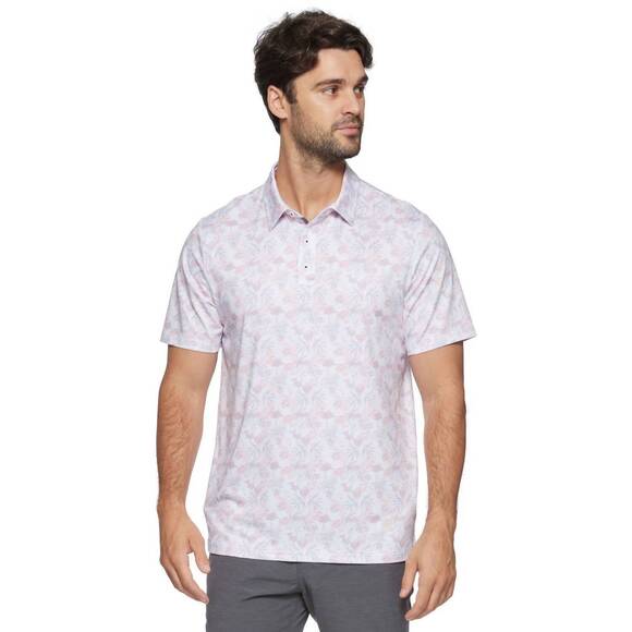 NEW FLAGS & ANTHEM pasadena short sleeve toucan polo in white/coral